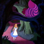 Alice and the Cheshire Cat in Wonderland, discussing directions