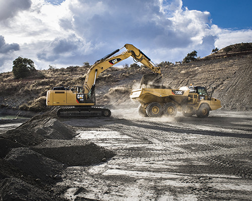 CAT equipment in mass excavation