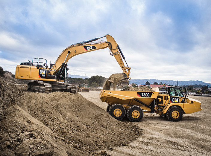 CAT equipment in heavy construction