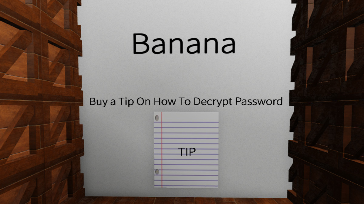 Reading the clue in the Banana Room of Escape Room Roblox