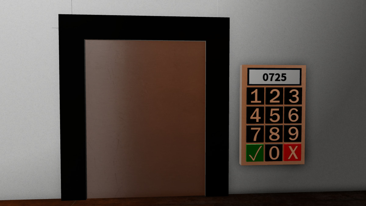 Entering the password for the Banana Room door in Escape Room Roblox