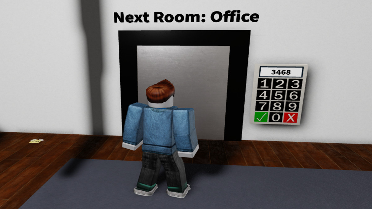 Entering the password for the Bedroom Room door in Escape Room Roblox
