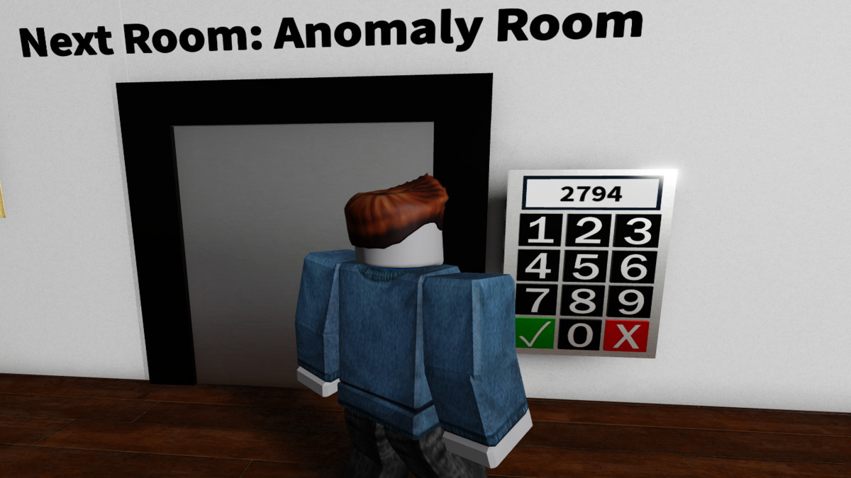 Entering the password for the First Room door in Escape Room Roblox