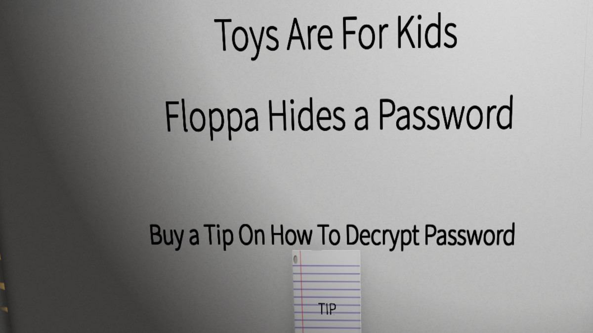 Reading the clue in the Floppa Room of Escape Room Roblox
