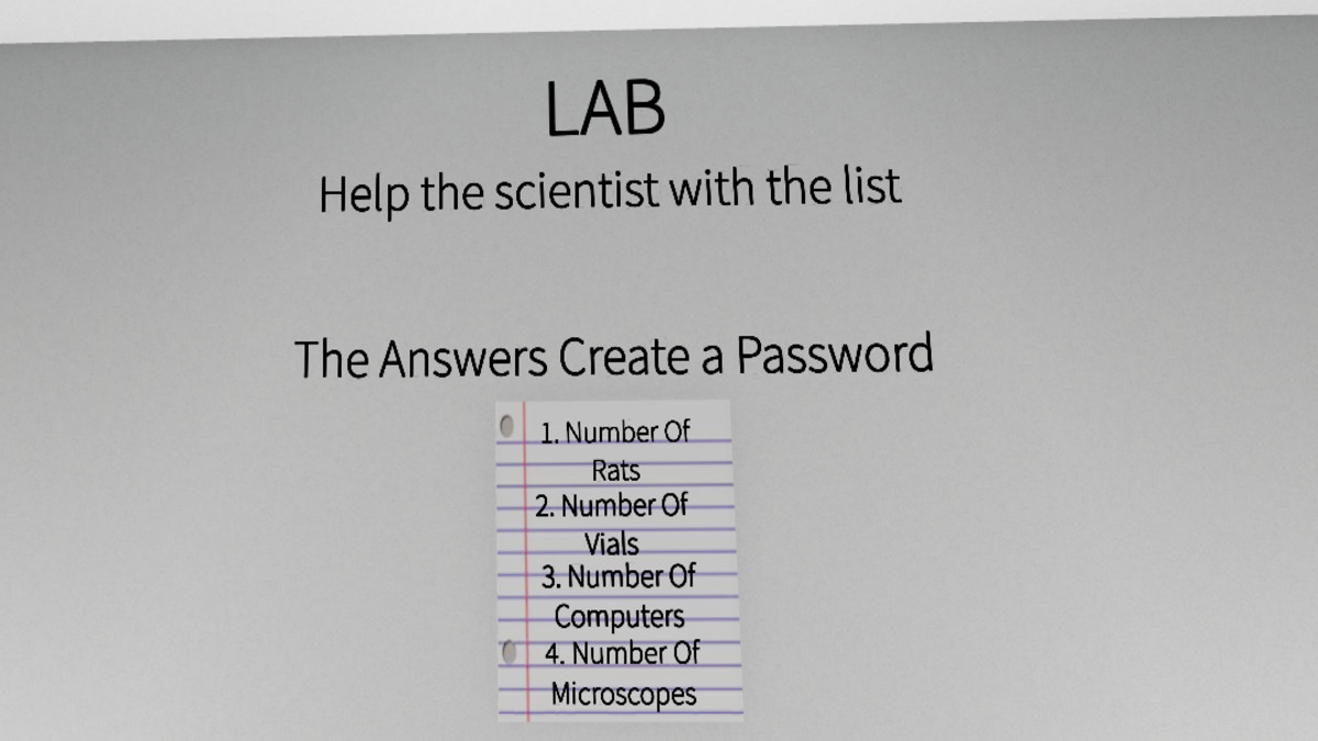 Reading the clue in the Lab Room of Escape Room Roblox