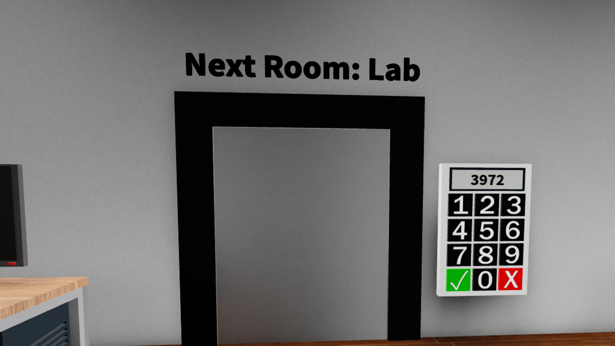 Entering the password for the Office Room door in Escape Room Roblox