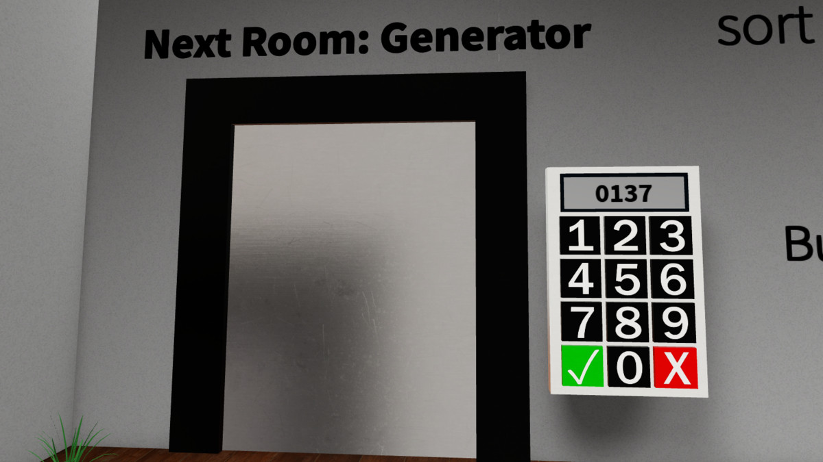 Entering the password for the Seventh Room door in Escape Room Roblox