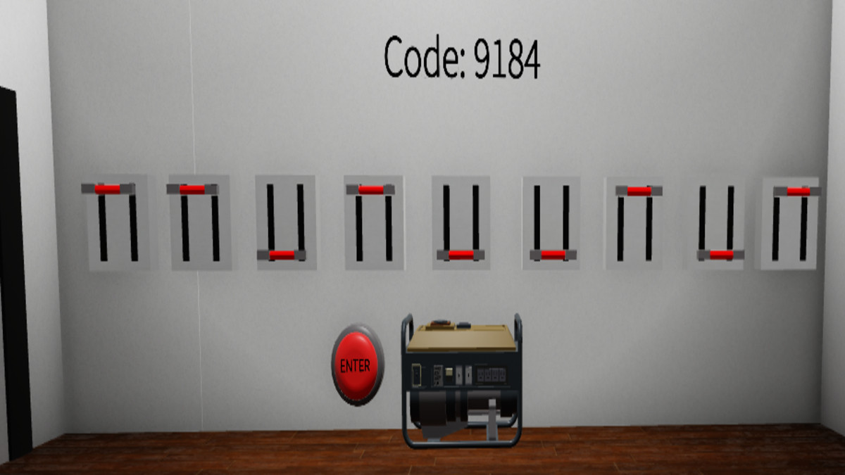 Flipping switches to find the password in the Generator Room of Escape Room Roblox