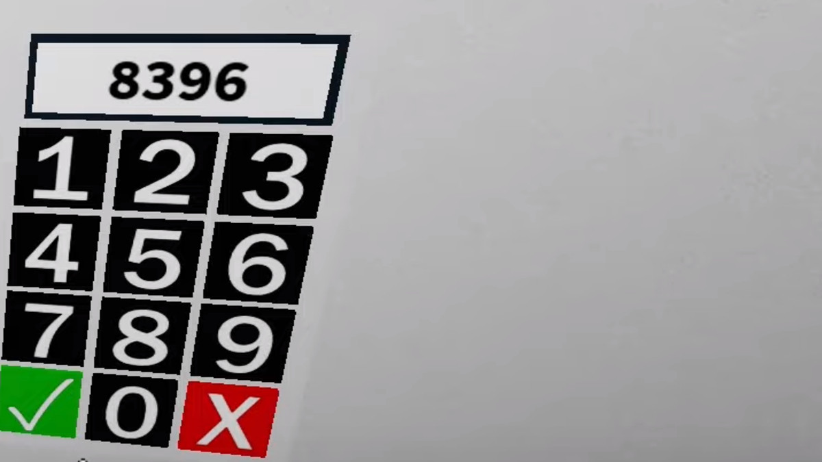 Entering the password for the Fourteenth Room door in Escape Room Roblox