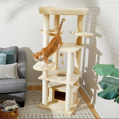 New Cat Condos Deluxe Cat Tower with large beds for big cats