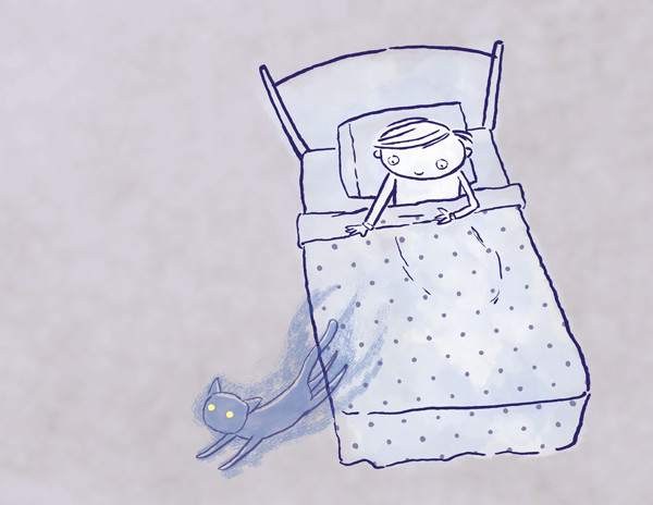 First sketch for page 11 of Ghost Cat, depicting the initial drawing of a scene in the book.