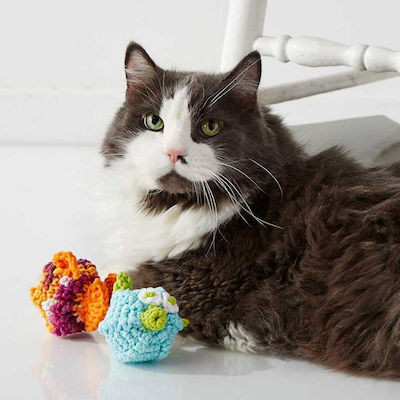 Small, colorful crochet fish toys, ideal for cats to bat around and play with