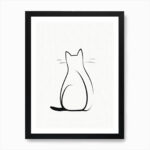 Minimalist Cat Line Drawing Art Print