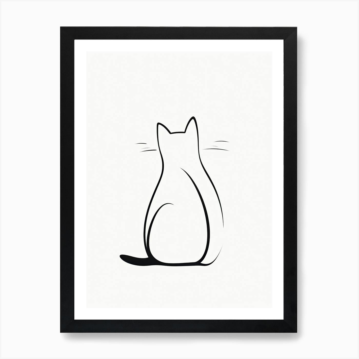 Minimalist Cat Line Drawing Art Print
