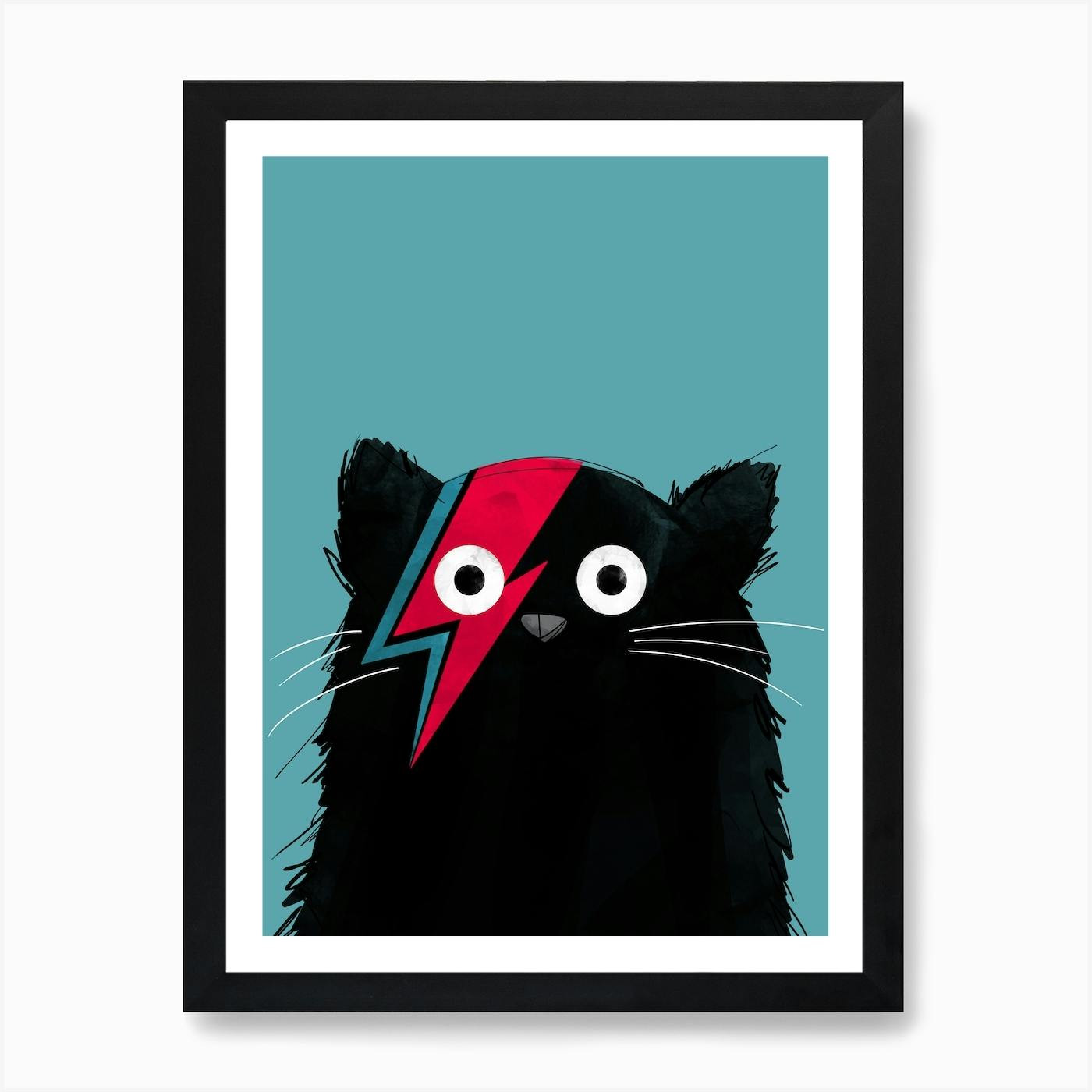Cat Bowie Black Art Print