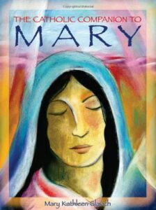 Mary depicted in blue robes, a color often associated with serenity and grace.