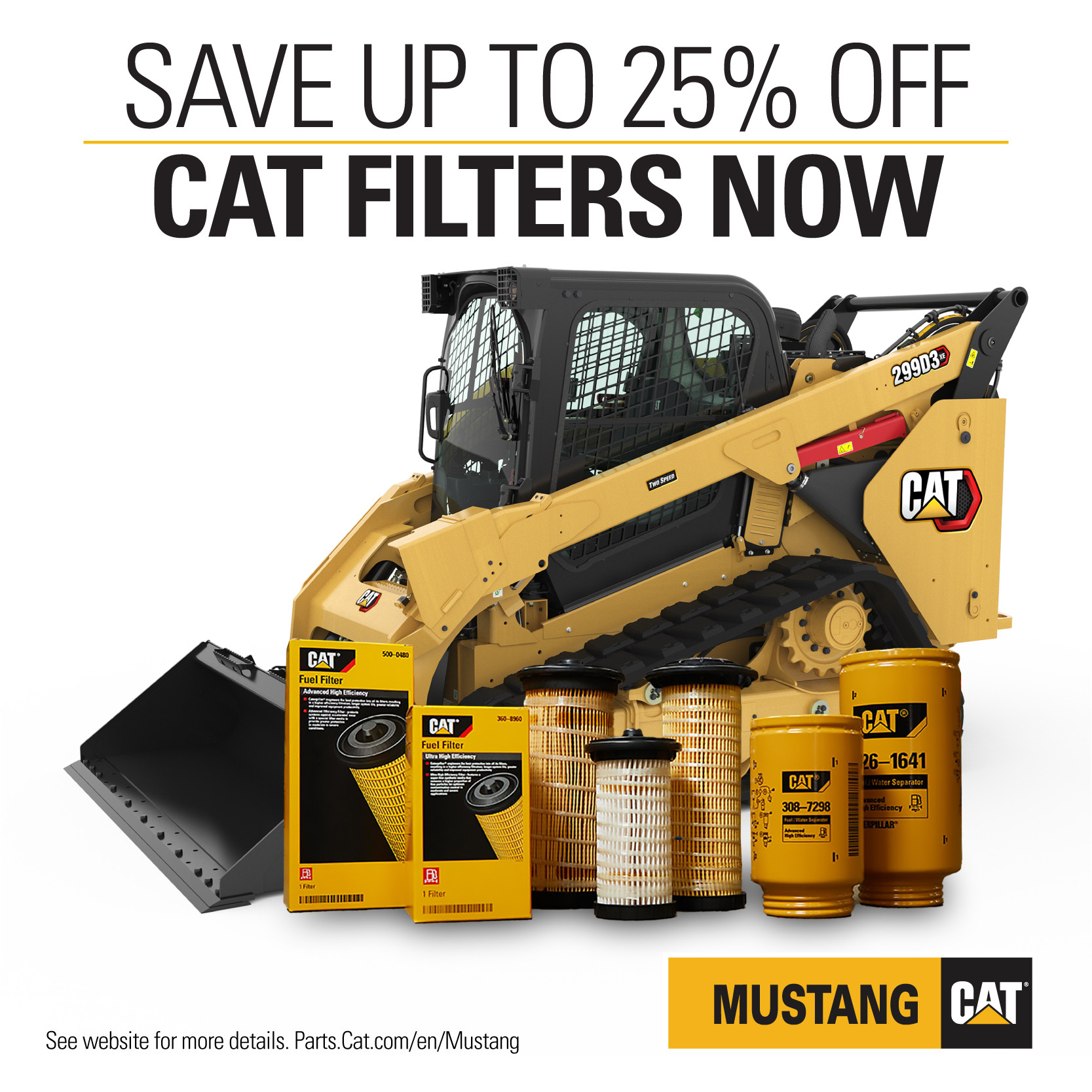 Image promoting discounts on Cat filters at Mustang Cat