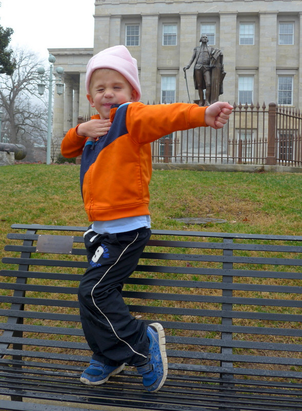 Statue of George Washington near capitol building