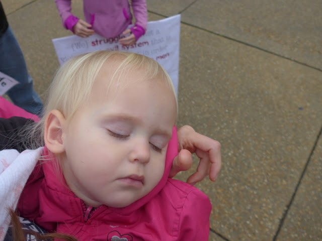 Sleeping child after Women's March