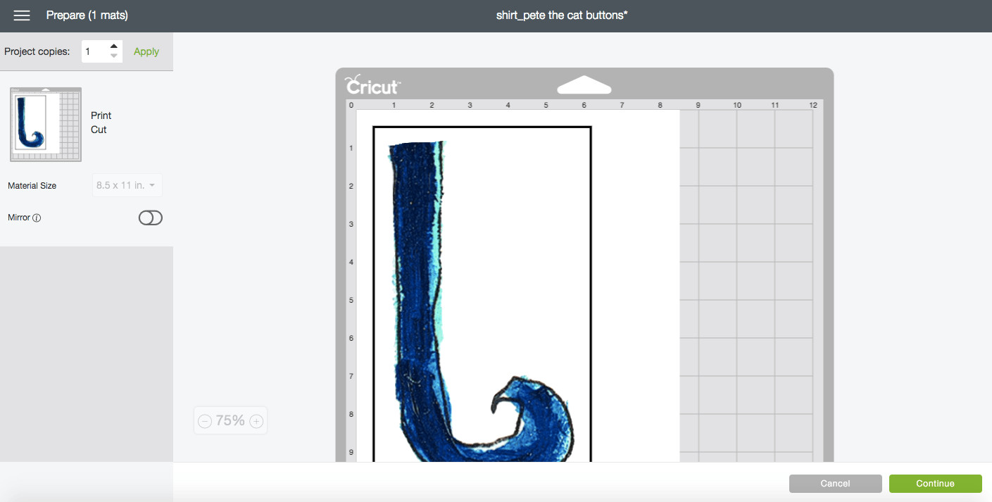 Cricut cutting Pete the Cat shirt designs