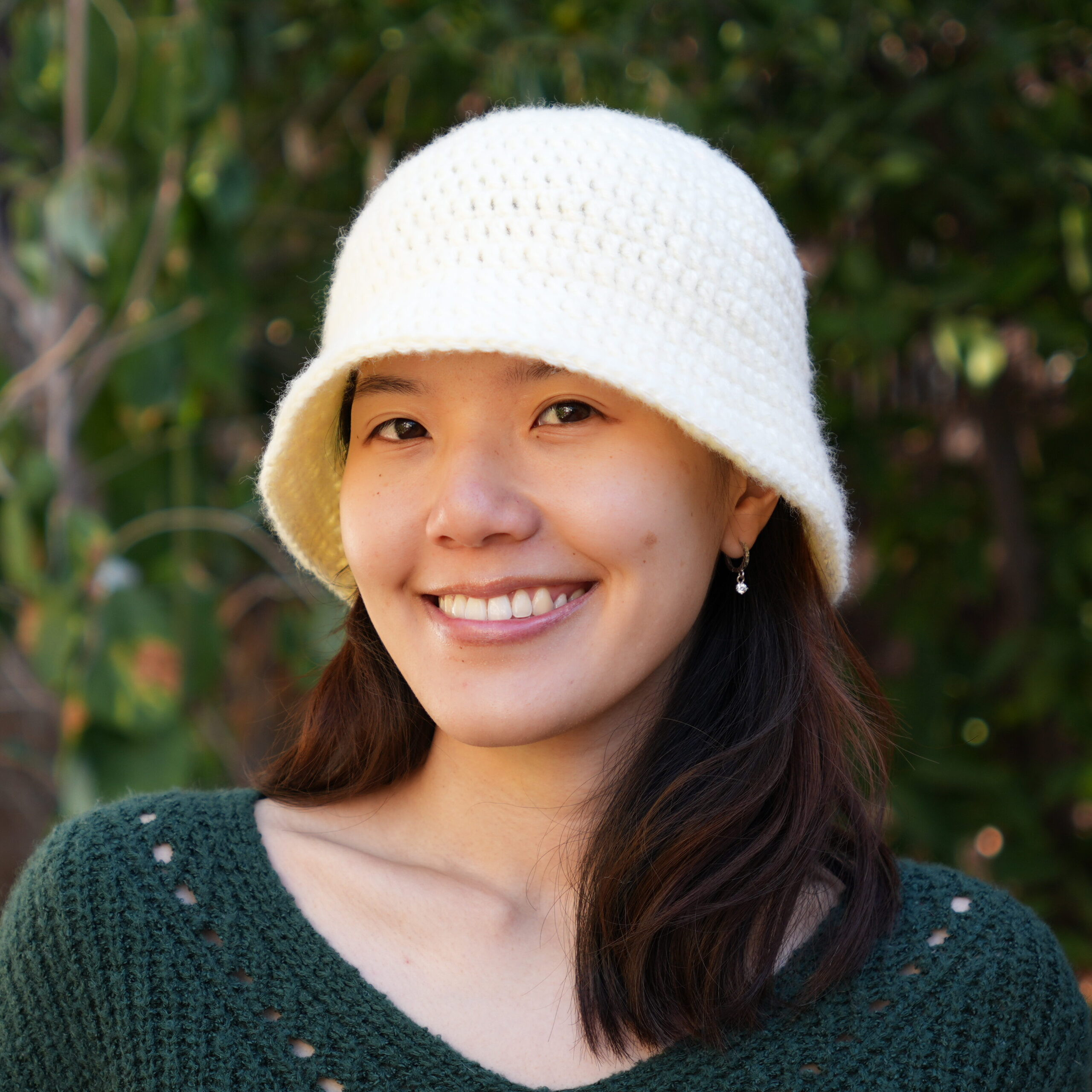 Image of a light brown crochet bucket hat