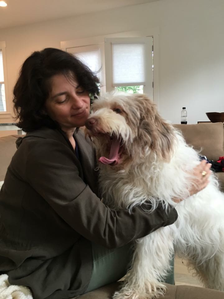 Suzana Herculano-Houzel with her dog, Mielina