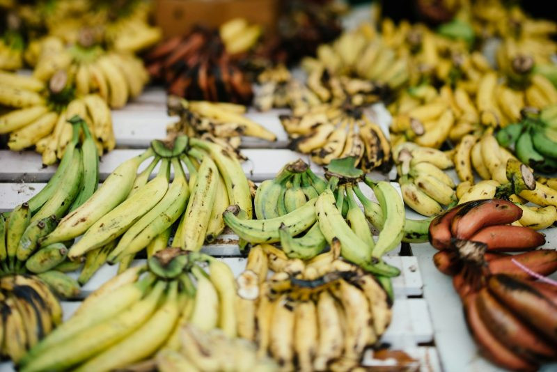 Close-up of peeled ripe plantains